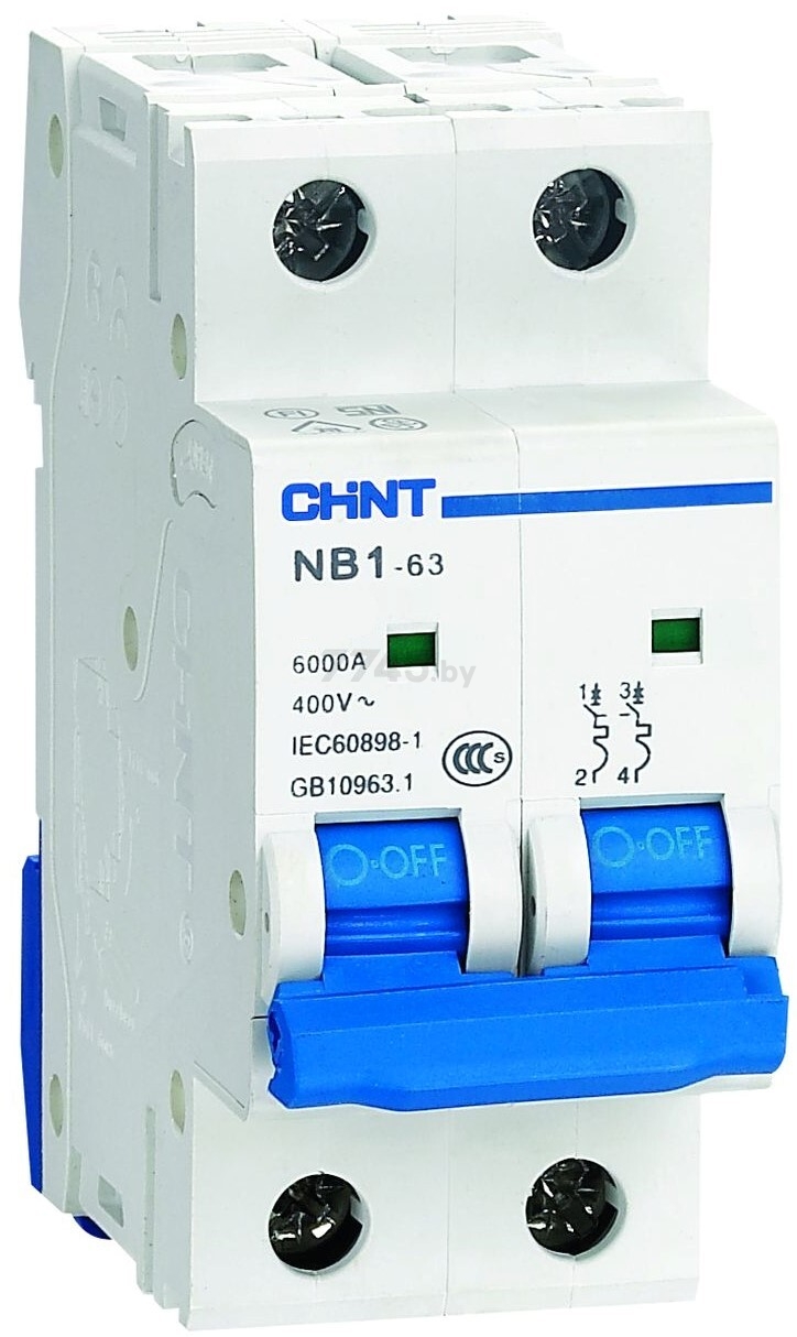 Автоматический выключатель CHINT NB1-63 2P 10A C 6кА (179656)